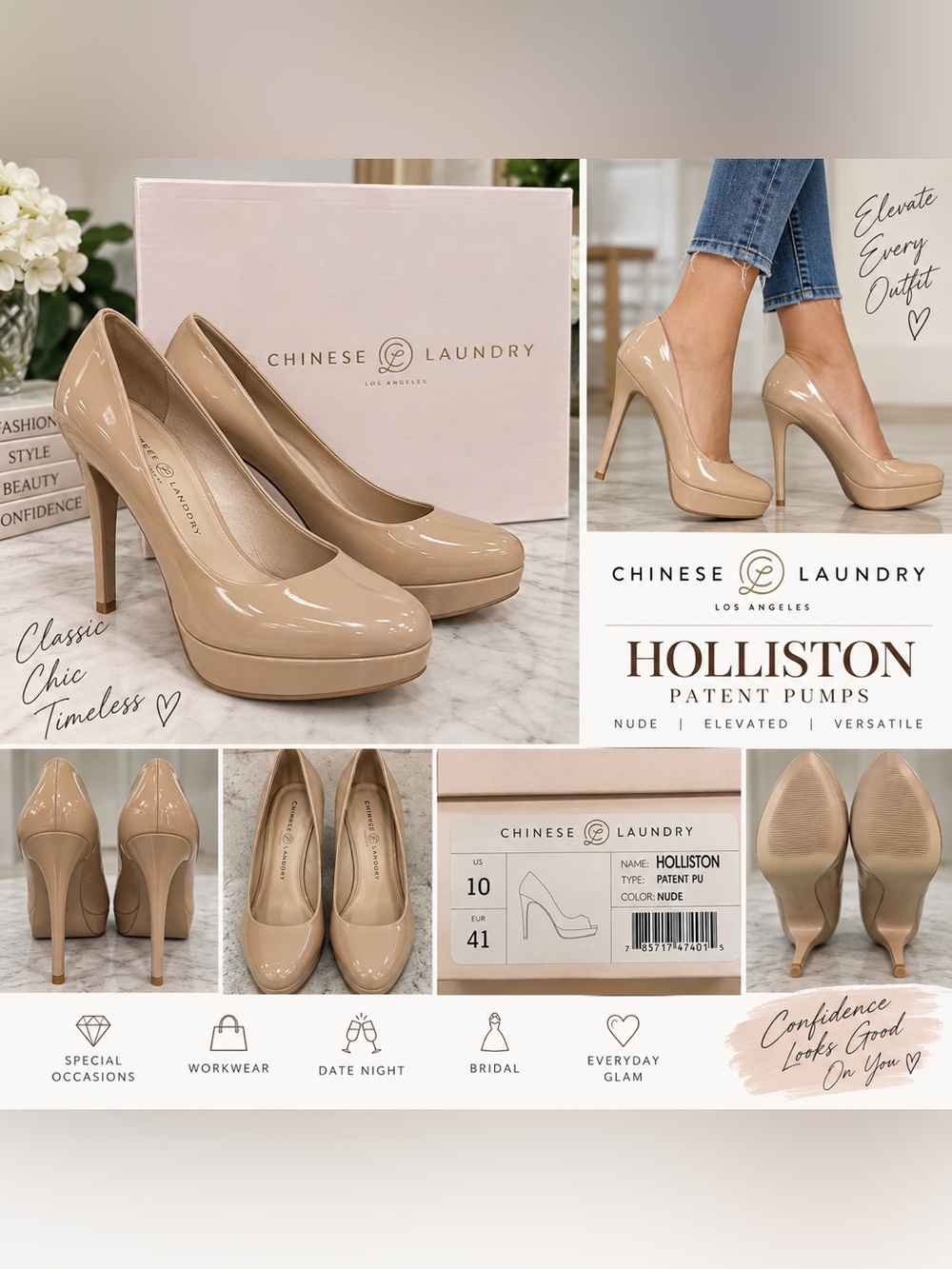 NIBChinese Laundry Holliston Nude Patent Platform Pumps Size 10